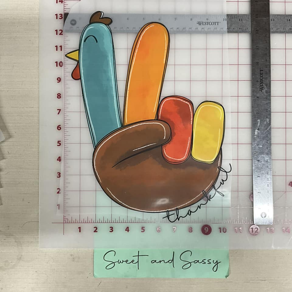 Turkey Peace Sign Thankful DTF Transfer Design