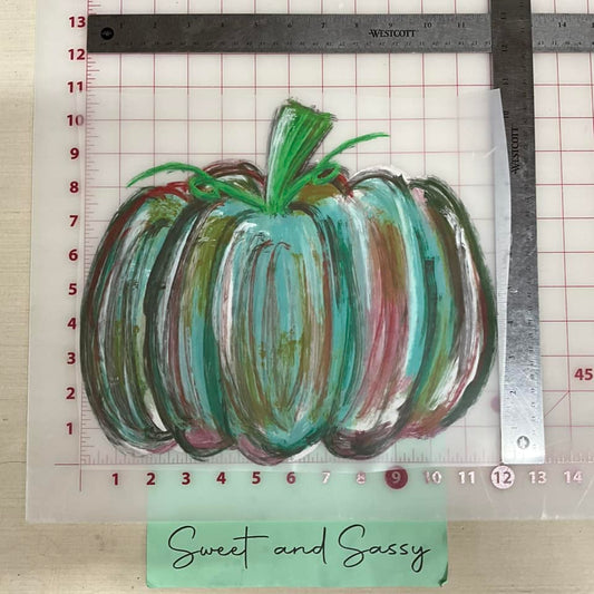 Green Pumpkin watercolor DTF Transfer Design