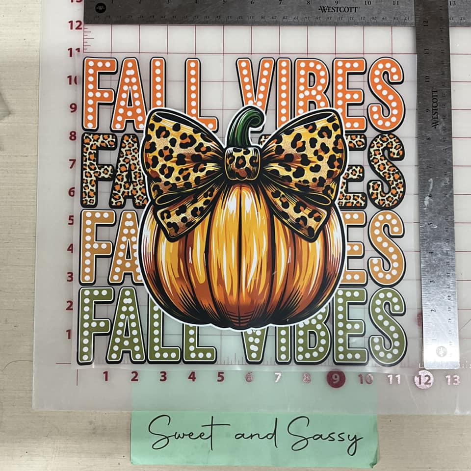 Fall Vibes Pumpkin with Cheetah bow DTF Transfer Design