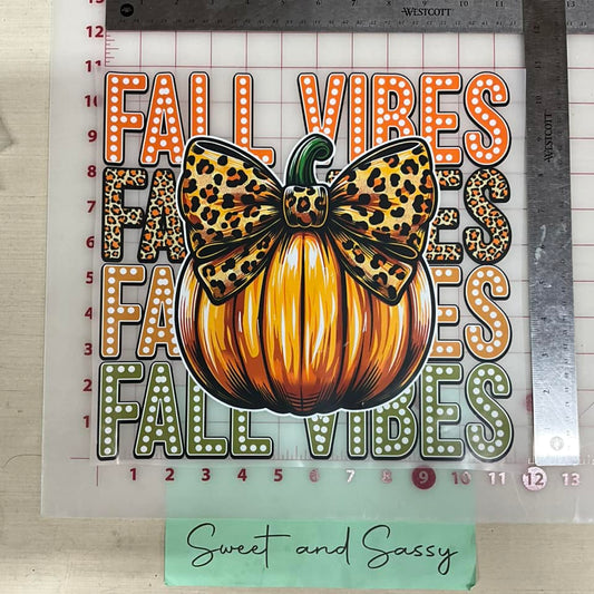 Fall Vibes Pumpkin with Cheetah bow DTF Transfer Design