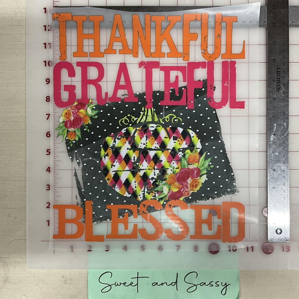 Thankful Grateful Blessed Colorful DTF Transfer Design