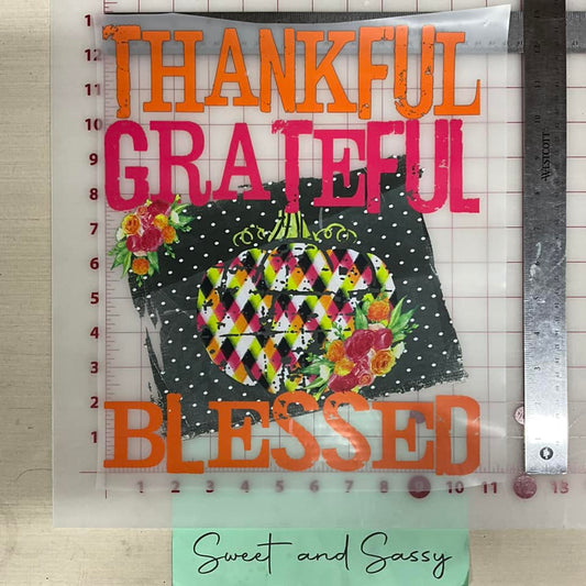 Thankful Grateful Blessed Colorful DTF Transfer Design