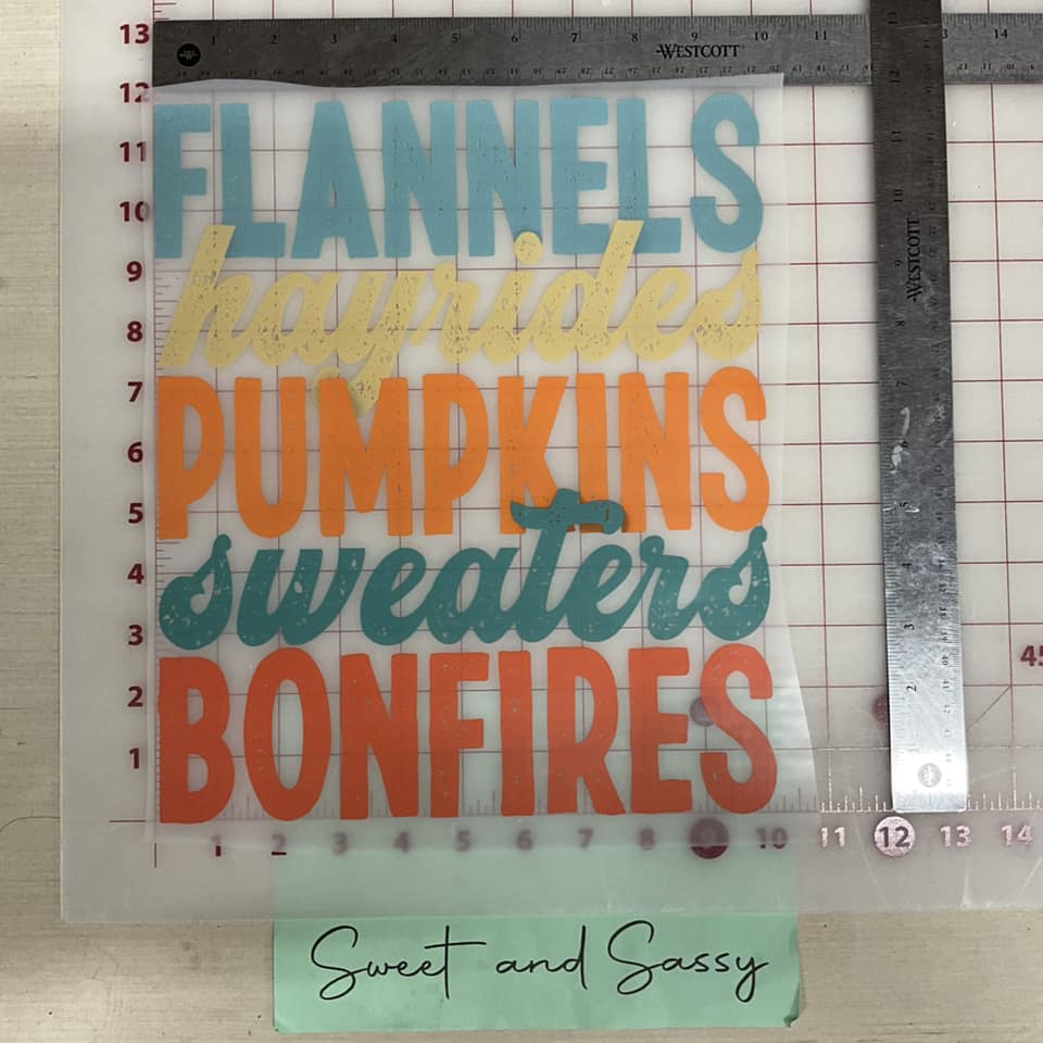 Flannels Hayrides Pumpkins sweaters bonfires DTF Transfer Design