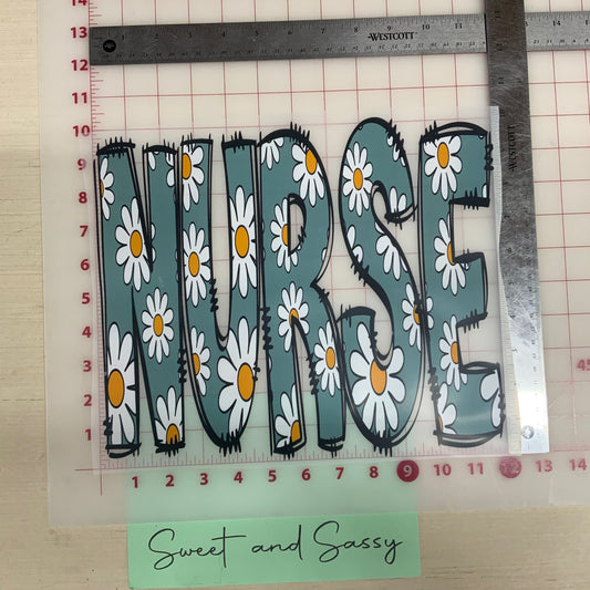 NURSE daisies DTF Transfer Design