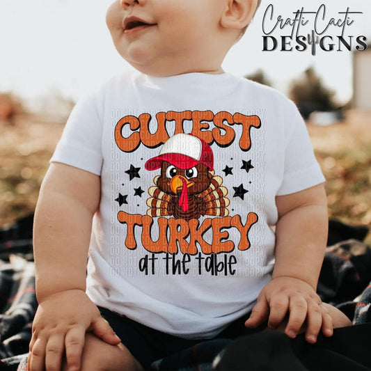 Cutest Turkey at the Table DTF Transfer Design