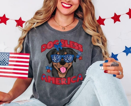 Rottweiler Dog Bless America DTF Transfer Design