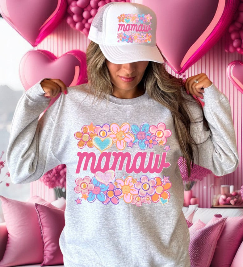 Mamaw Floral Heart Family Names DTF Transfer Design