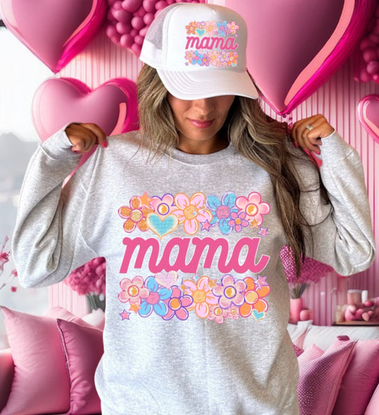 Mama Floral Heart Family Names DTF Transfer Design