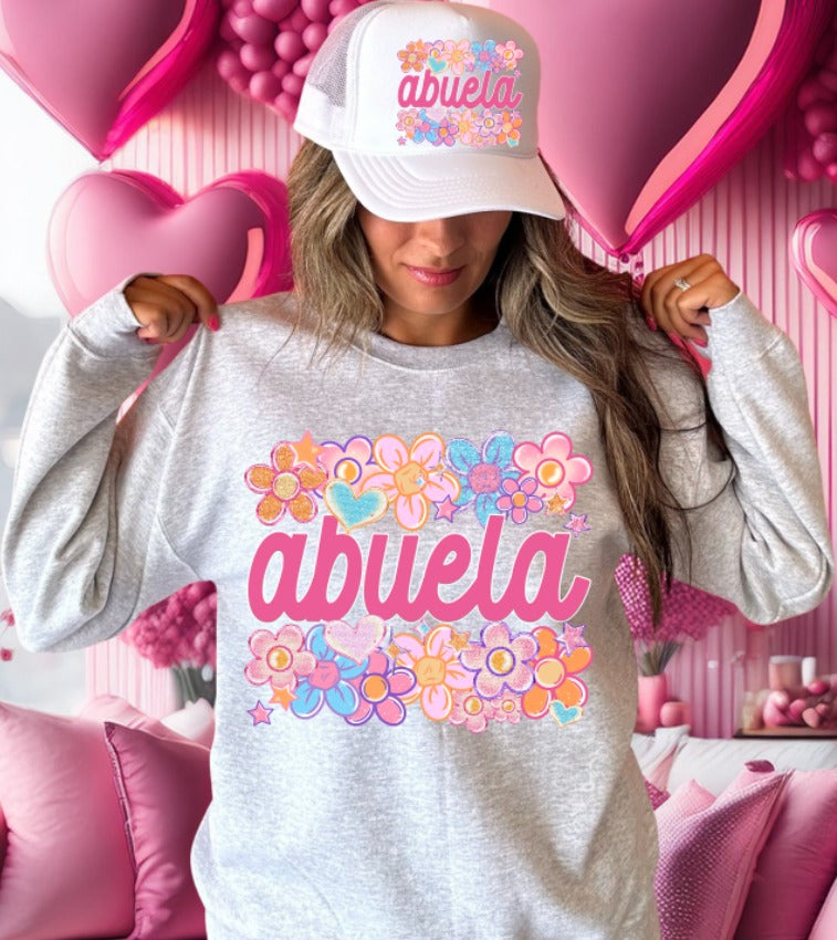 Abuela Floral Heart Family Names DTF Transfer Design