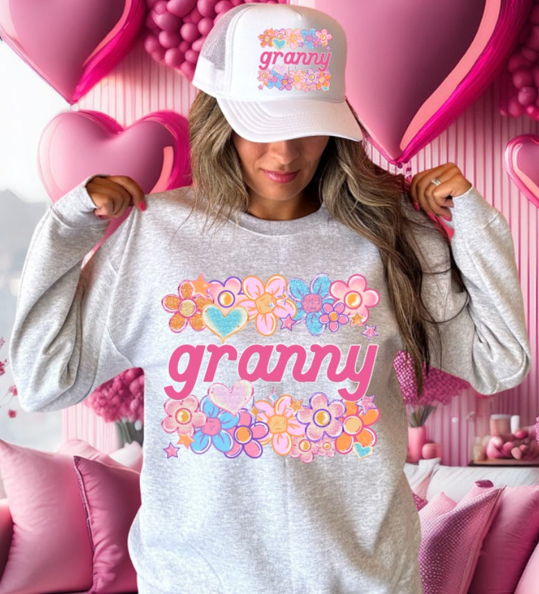 Granny Floral Heart Family Names DTF Transfer Design