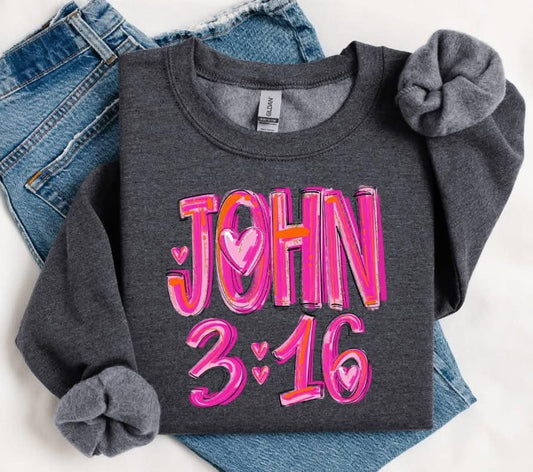 JOHN 3 16 PRETTY IN PINK DTF Transfer Design