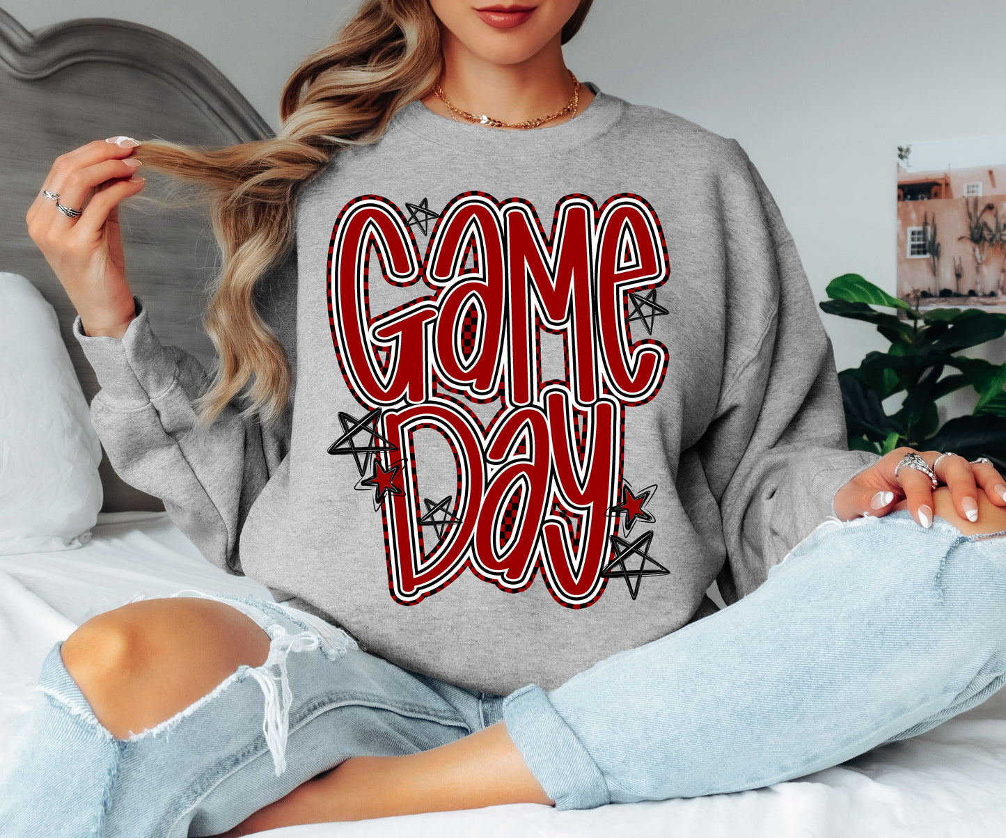 Game Day word art stars DTF Transfer Design