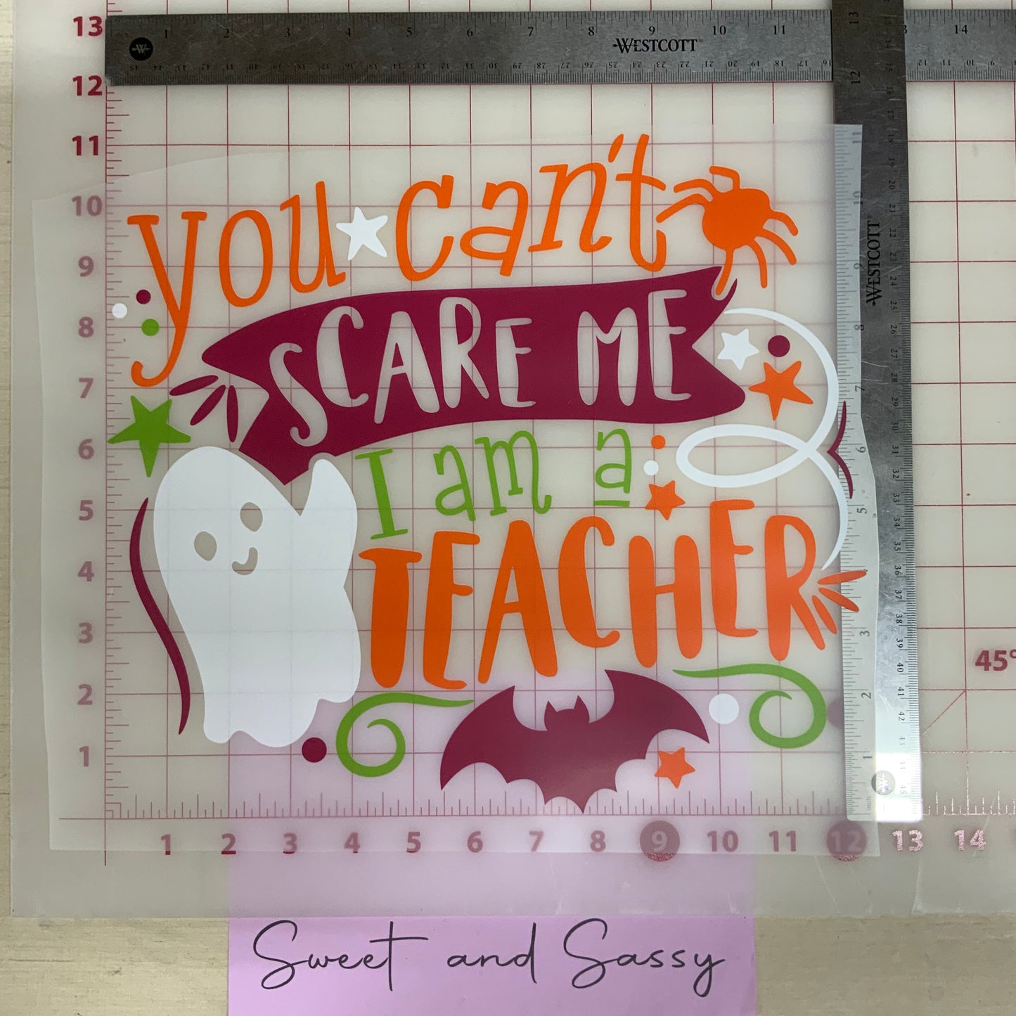 "You can’t scare me, I’m a teacher" DTF Transfer Design