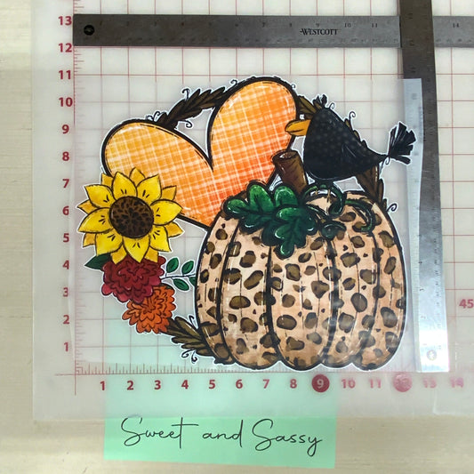 Pumpkin and Crow Heart DTF Transfer Design