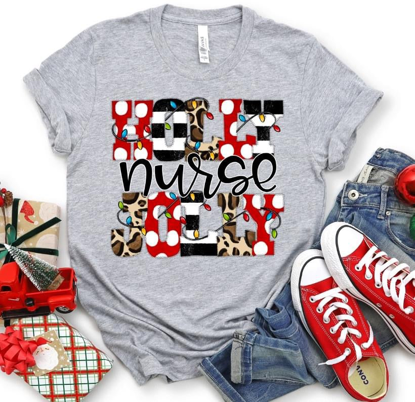 Holly Jolly Nurse DTF Transfer Design