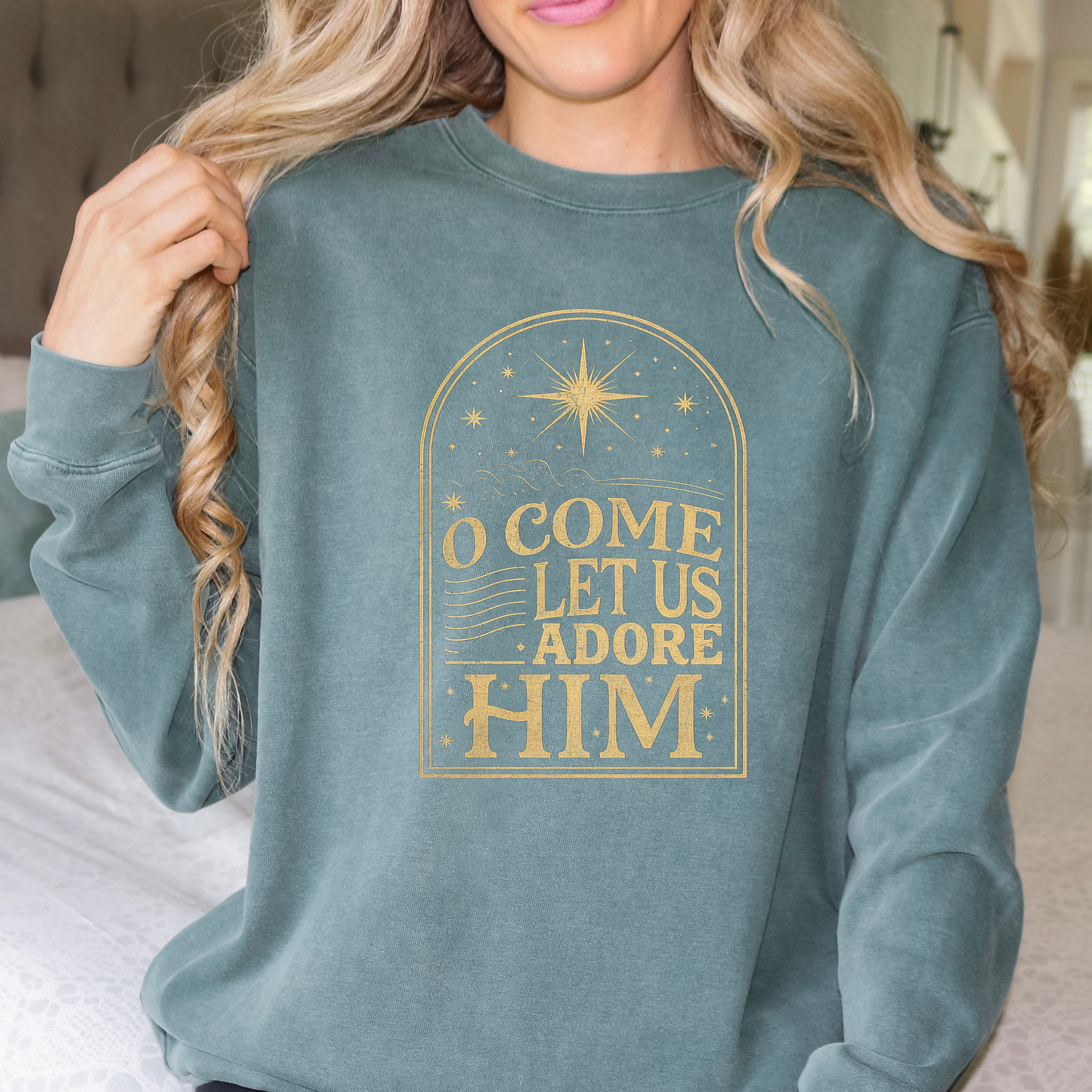 O Come Let Us Adore Him Jesus Christmas DTF Transfer Design