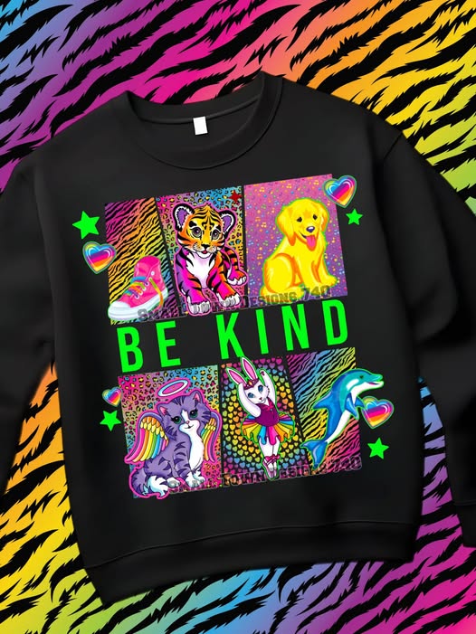 Be Kind lisa frank inspired DTF Transfer Design