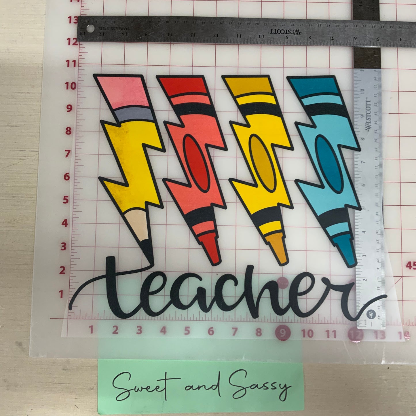 Teacher Crayon LB DTF Transfer Design