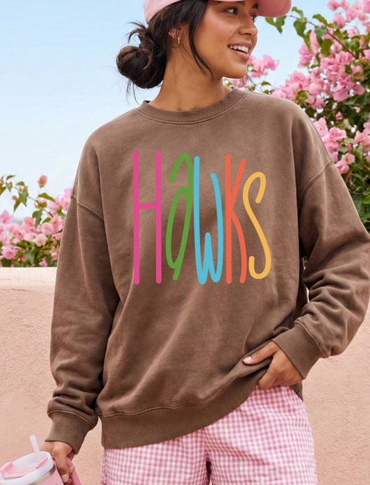 Hawks lettering bright DTF Transfer