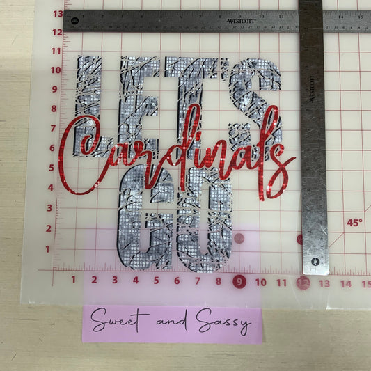 Let’s Go Cardinals Faux Sparkle DTF Transfer