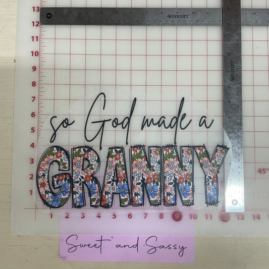 So God made a Granny DTF Transfer Design