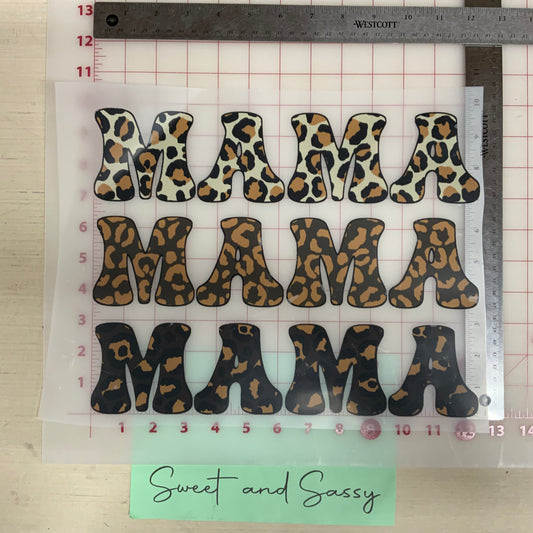 MAMA Stacked Animal Print DTF Transfer Design