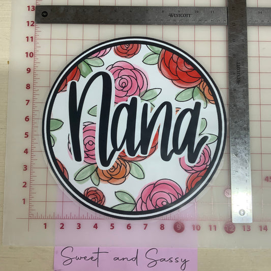 Nana floral circle DTF Transfer Design