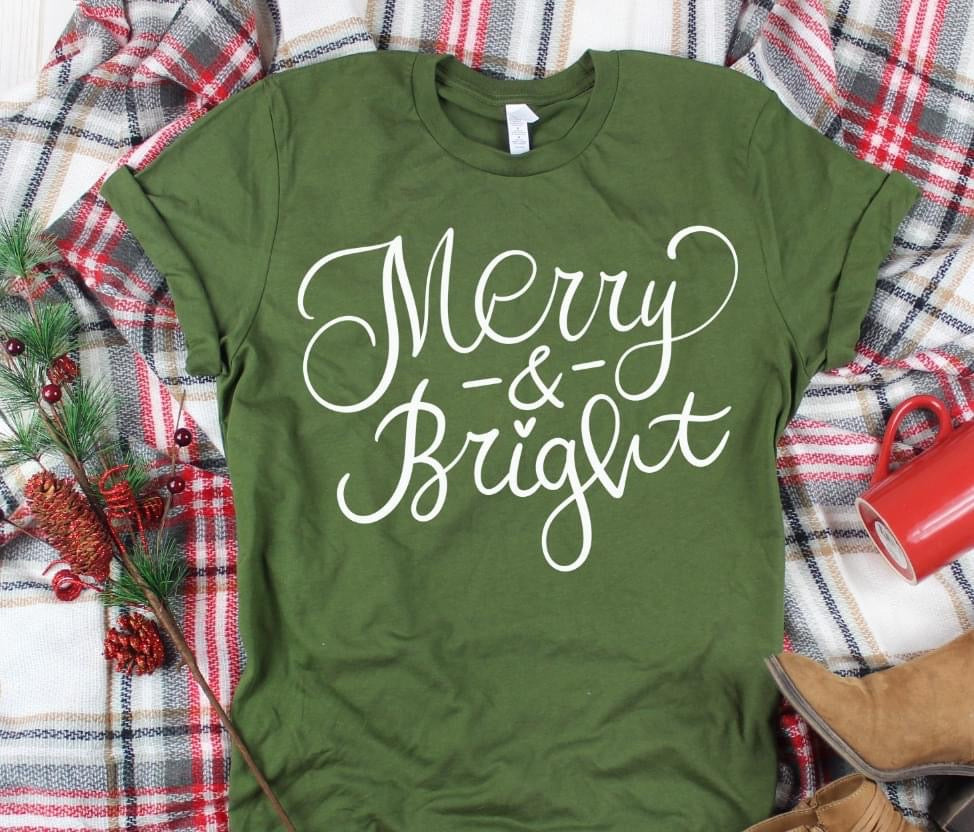 Merry & Bright single color DTF Transfer Design