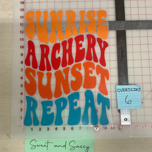 Sunrise, Archery, Sunset, Repeat DTF Transfer Design