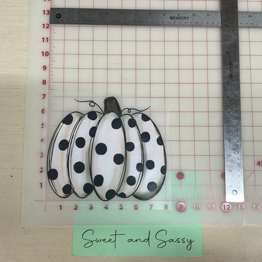 White polka dot pumpkin DTF Transfer Design