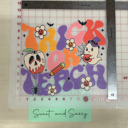 Trick or Teach colorful DTF Transfer Design