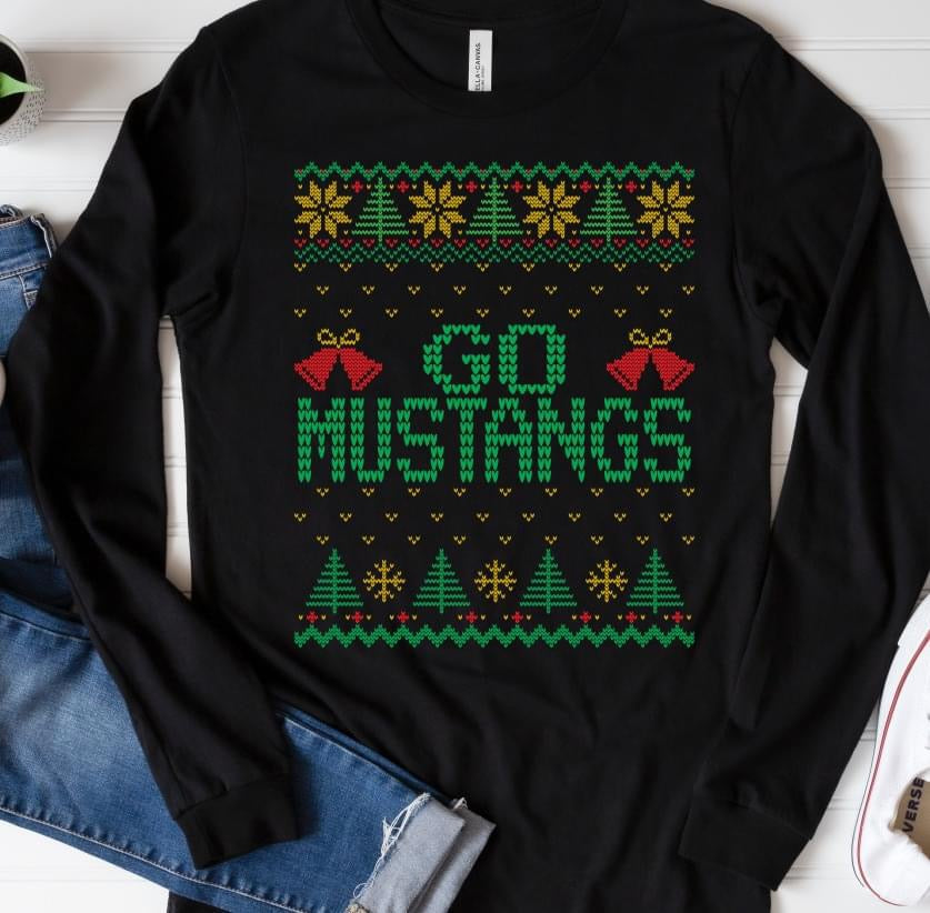 GO Mustangs Christmas DTF Transfer Design