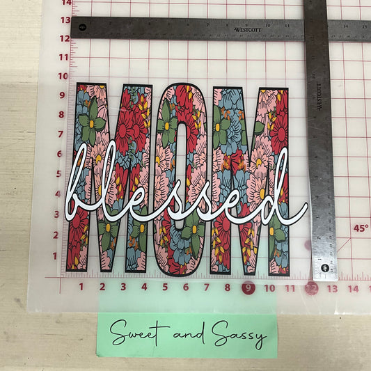 Blessed Mom floral DTF Transfer Design