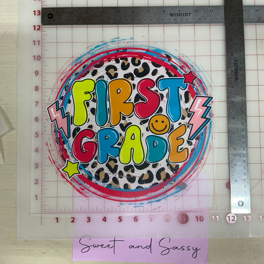 First Grade (leopard circle) DTF Transfer Design