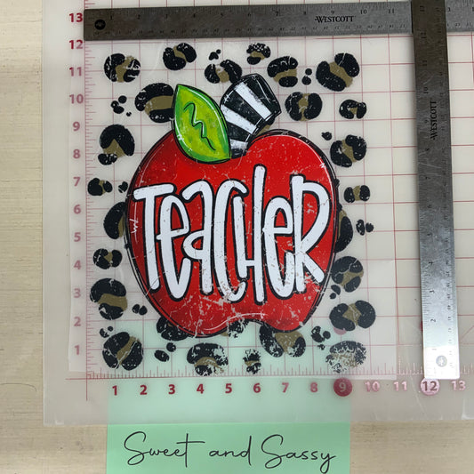 Teacher apple/leopard DTF Transfer Design