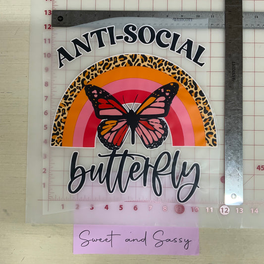 "Anti Social Butterfly" DTF Transfer Design