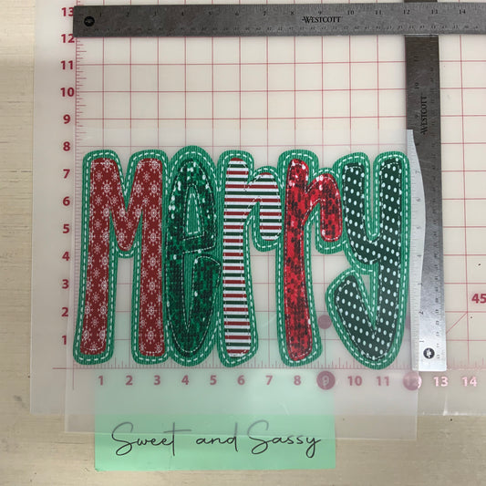 Merry Stitched DTF Transfer Design