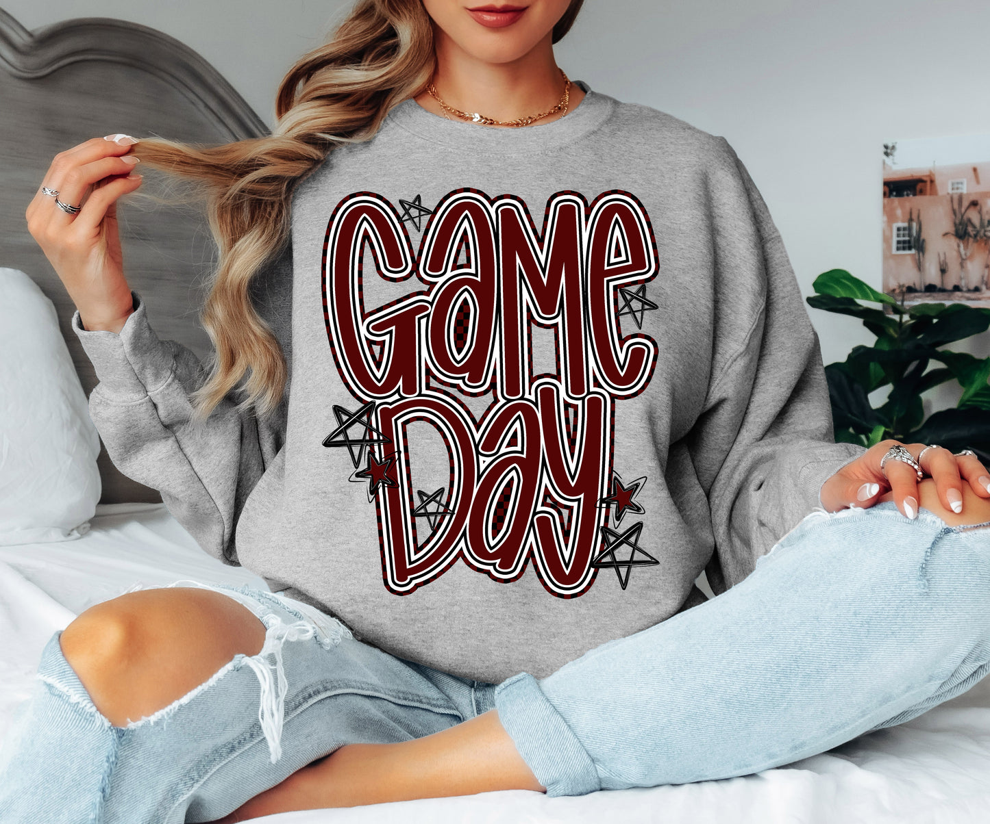 Game Day word art stars DTF Transfer Design
