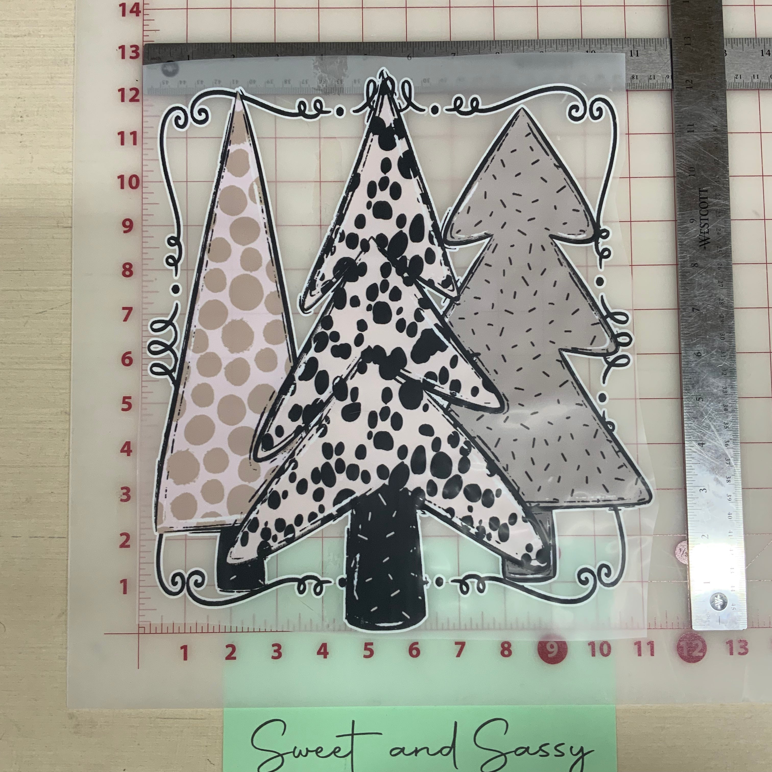 Black, White, Tan Trees DTF Transfer Design – Sweet and Sassy Store