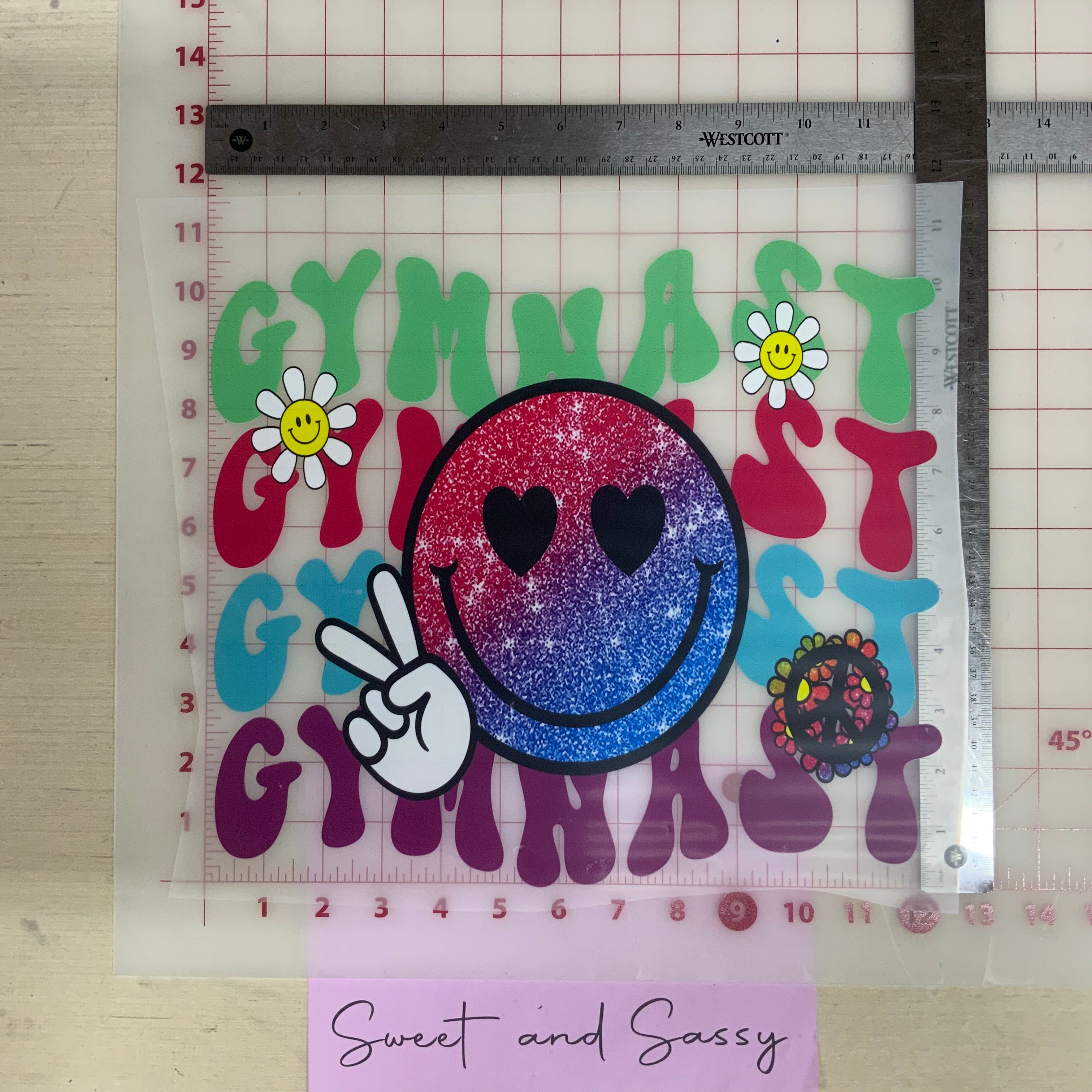 Gymnast smiley peace DTF Transfer Design – Sweet and Sassy Store