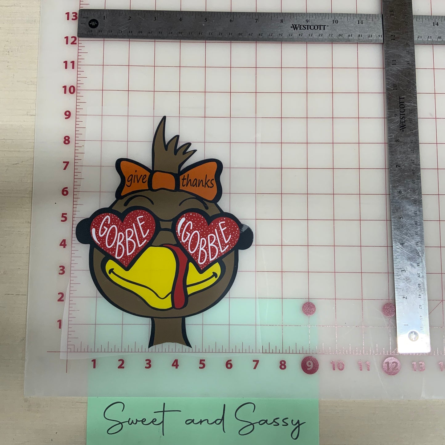 Turkey Girl Gobble Gobble Glasses DTF Transfer Design