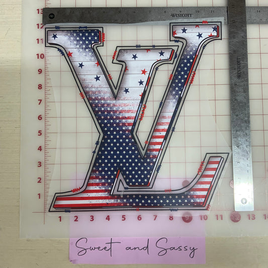 Louis Vuitton red white and blue DTF Transfer Design