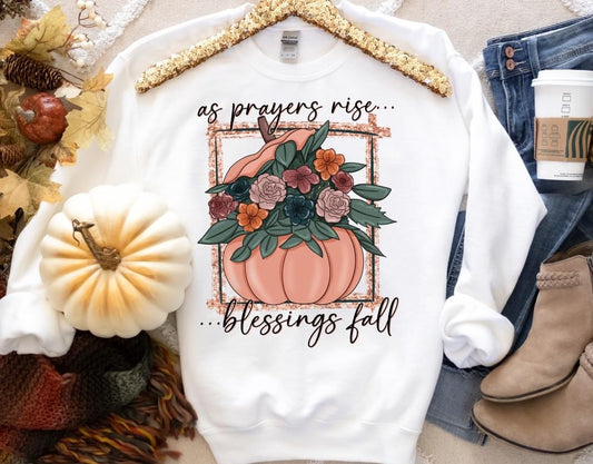 "As Prayers Rise, Blessings Fall" DTF Transfer Design