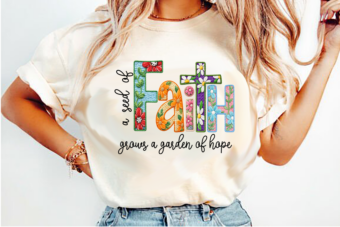 A Seed of Faith Grows a Garden of Hope DTF Transfer Design
