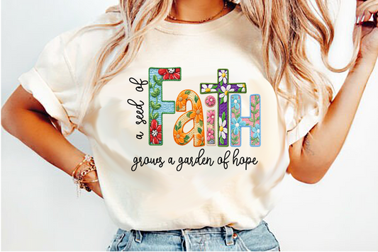 A Seed of Faith Grows a Garden of Hope DTF Transfer Design