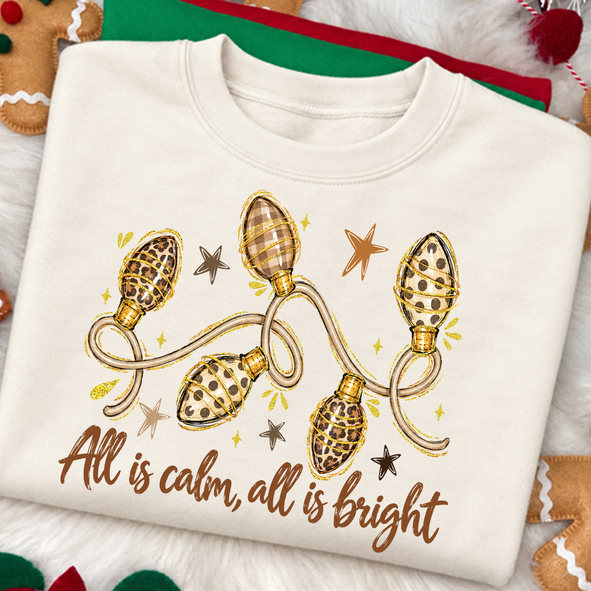 All is calm all is bright lights DTF Transfer Design
