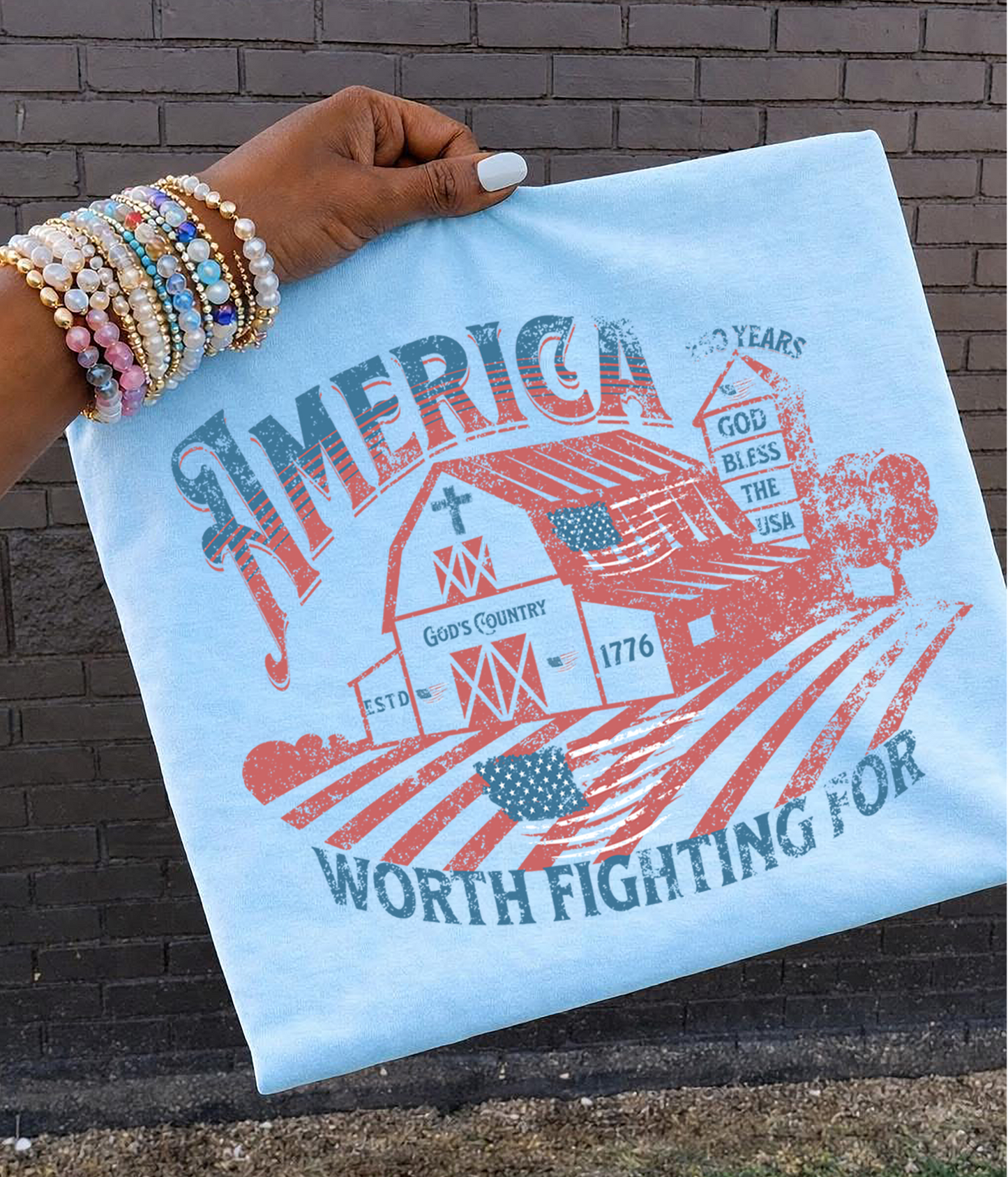America Worth Fighting For barn DTF Transfer design