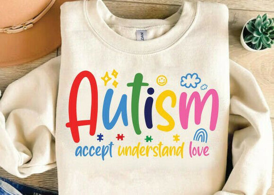 Autism Accept Understand Love doodle DTF Transfer Design