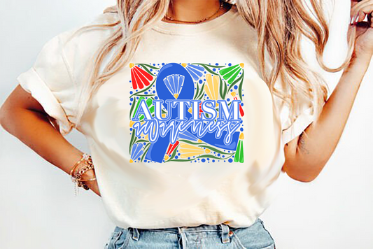 Autism Awareness flowers DTF Transfer Design