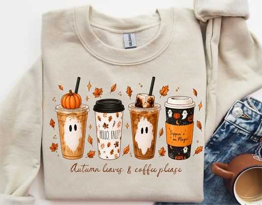 Autumn leaves and coffee please DTF Transfer Design (Copy) (Copy)